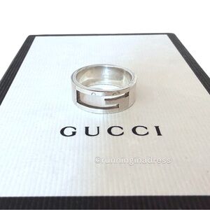 Authentic Gucci G Logo Cut-Out Ring Sterling Silver 925 Vintage Band Size 21 9.5